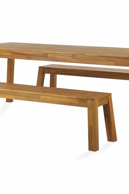 Matgrupp utomhus coteto 225 cm + 2 bänkar utomhus - akacia