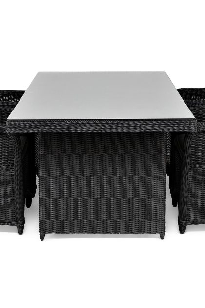 Matgrupp utomhus marcus 200 + 4 light fåtöljer m dyna - svart