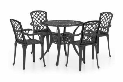 Caféset 5 delar gjuten aluminium svart - svart