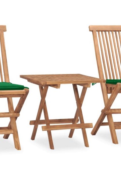 Hopfällbar matgrupp utomhus med dyna för trädgården 3 delar -