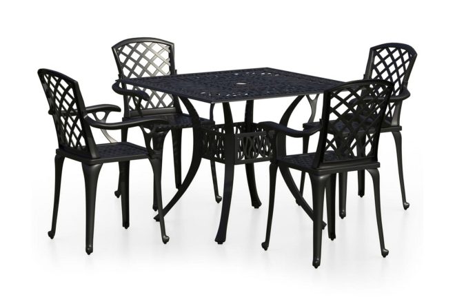 Caféset 5 delar gjuten aluminium svart - svart