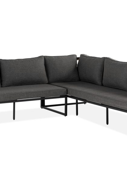 Hörnsoffa utomhus tarruza - teak/svart/grå