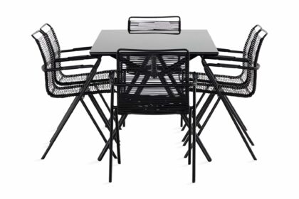 Matgrupp utomhus rosasco 160 cm + 6 utestolar - glas/svart