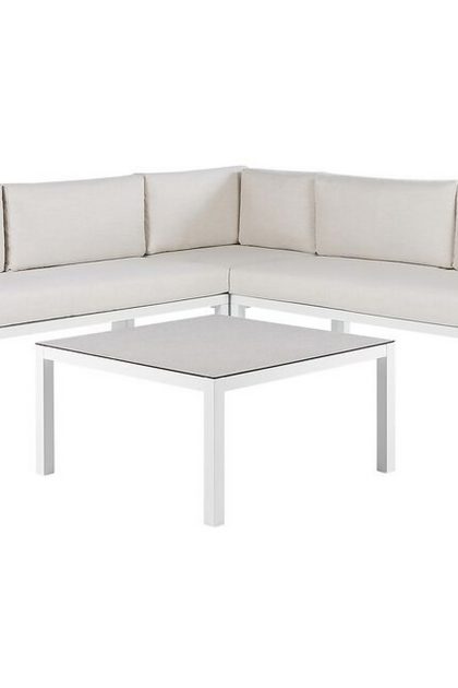 Loungegrupp utomhus vit/brun borello - vit