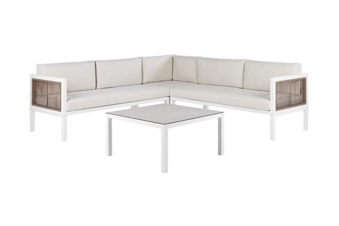 Loungegrupp utomhus vit/brun borello - vit