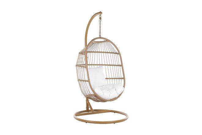Hängstol utomhus med stativ konstrotting beige alba - trä/natur