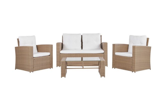 Loungegrupp utomhus 4-sits konstrotting ljusbrun luca - trä/natur