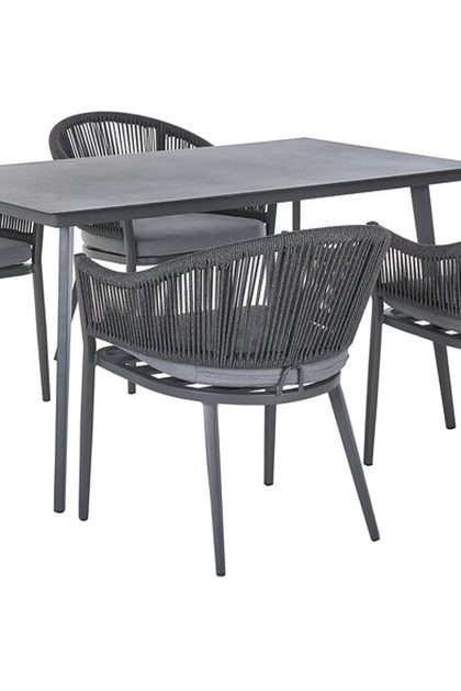 Trädgårdsset av utebord och 4 utestolar aluminium mileto - grå