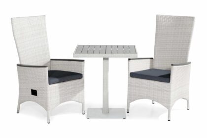 Caféset bahamas 70x70 + 2 jenny lyx fåtölj ställbar m dyna - vit|grå