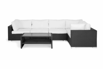 Loungegrupp utomhus bahamas 5-sits bord m hylla - svart