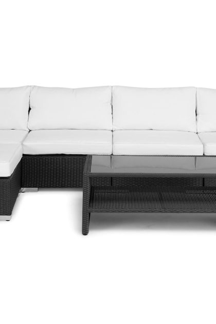 Loungegrupp utomhus bahamas 5-sits bord m hylla - divan|bord svart
