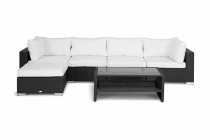 Loungegrupp utomhus bahamas 5-sits bord m hylla - divan|bord svart