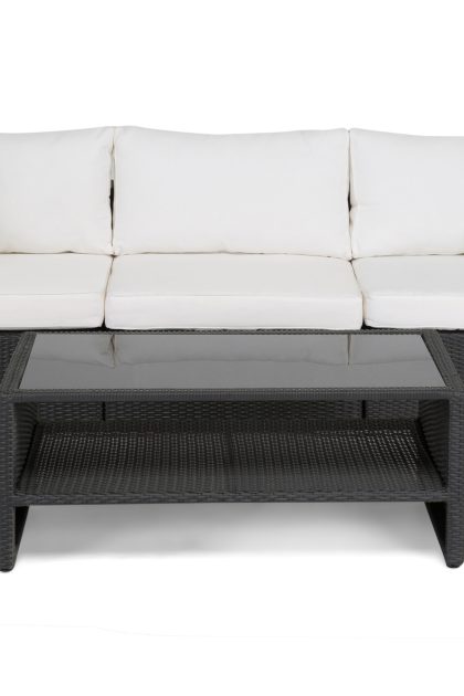Loungegrupp utomhus bahamas 3-sits bord m hylla - svart