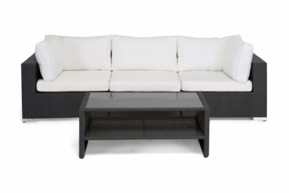 Loungegrupp utomhus bahamas 3-sits bord m hylla - svart