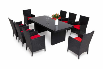 Matgrupp utomhus majestic 210 + 6 thor lyx fåtölj - svart|svart