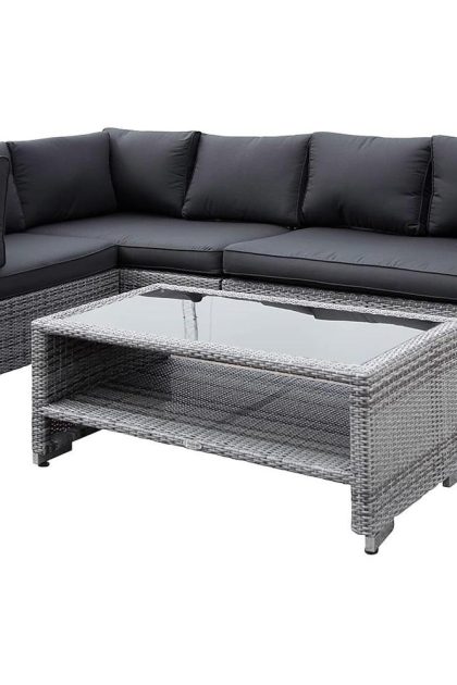 Loungegrupp utomhus bahamas 5-sits bord m hylla - grå