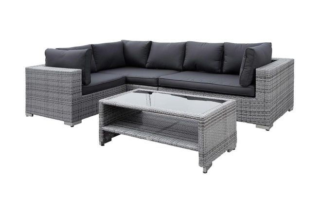 Loungegrupp utomhus bahamas 5-sits bord m hylla - grå