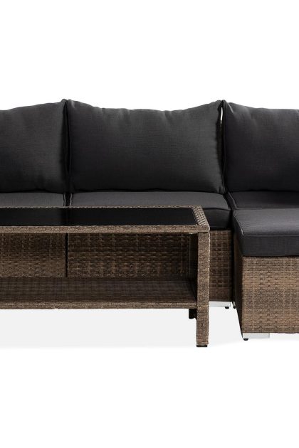 Loungegrupp utomhus wisconsin premium 4-sits - glas/konstrotting/sand
