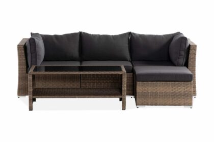 Loungegrupp utomhus wisconsin premium 4-sits - glas/konstrotting/sand