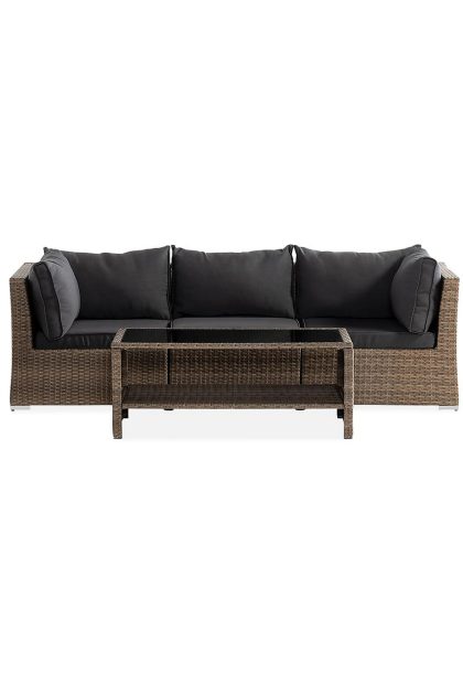 Loungegrupp utomhus wisconsin premium 5-sits - glas/konstrotting/sand