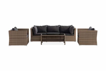 Loungegrupp utomhus wisconsin premium 5-sits - glas/konstrotting/sand