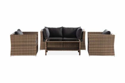 Loungegrupp utomhus wisconsin premium 4-sits - glas/konstrotting/sand