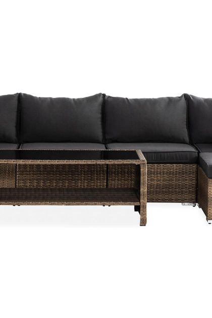 Loungegrupp utomhus wisconsin premium 5-sits - glas/konstrotting/sand