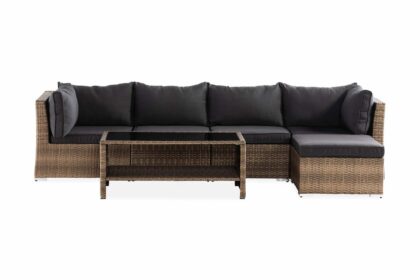 Loungegrupp utomhus wisconsin premium 5-sits - glas/konstrotting/sand