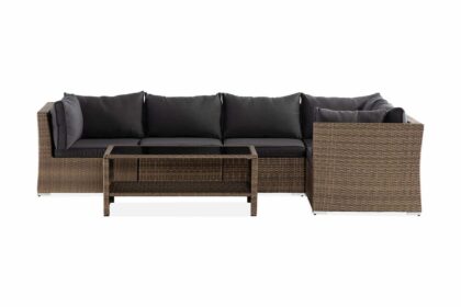 Loungegrupp utomhus wisconsin premium 5-sits - glas/konstrotting/sand/svart