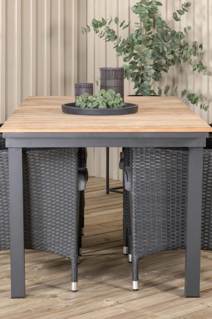 Mexico förlängningsbar matgrupp utomhus 160-240cm + 4 malin utestolar s - svart