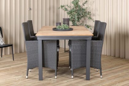 Mexico förlängningsbar matgrupp utomhus 160-240cm + 4 malin utestolar s - svart