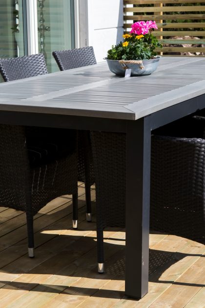 Albany förlängningsbar matgrupp utomhus 224cm + 6 malin utestolar - svart