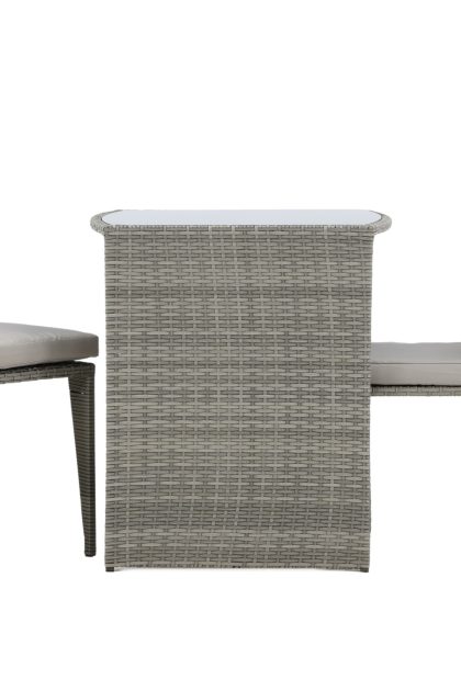 Savanna caféset 50 cm + 2 matstolar utomhus - grå