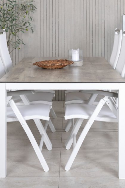 Llama matgrupp utomhus 205cm + 6 albany positionsstolar - vit/grå