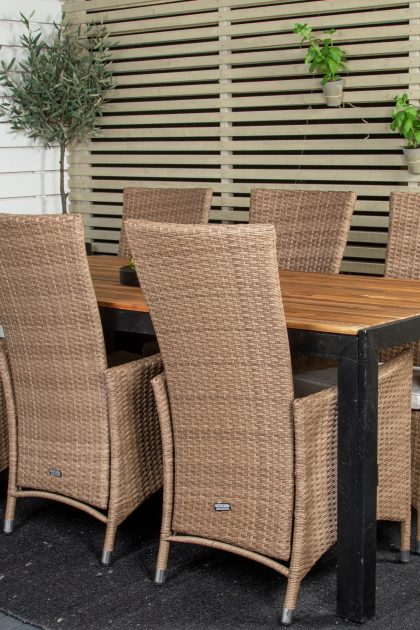 Bois matgrupp utomhus 200cm + 6 padova reclinerstolar - antracit