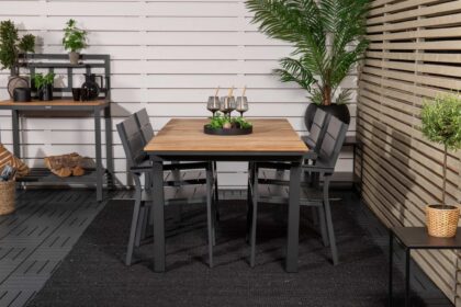 Mexico förlängningsbar matgrupp utomhus 160cm + 4 levels stolar - antracit