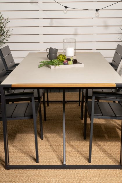 Texas matgrupp 200cm + 6 levels matstolar - svart