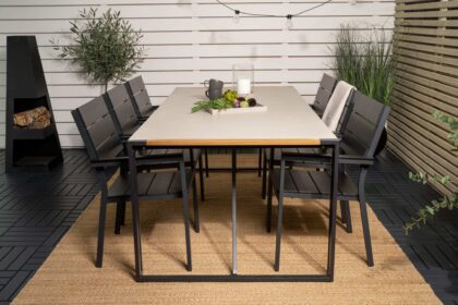 Texas matgrupp 200cm + 6 levels matstolar - svart