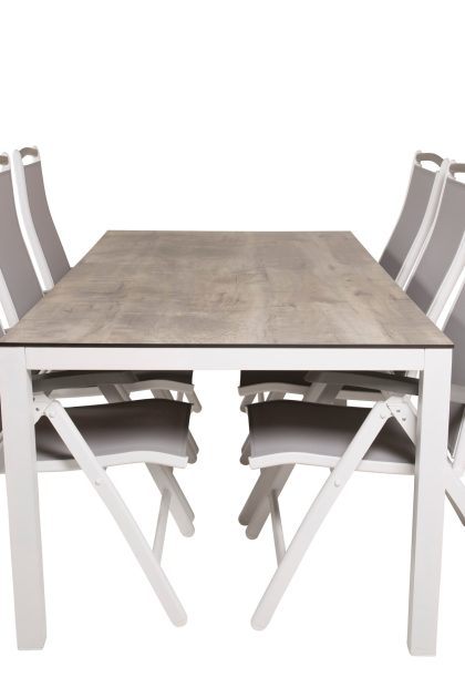 Llama matgrupp utomhus 205cm + 6 albany positionsstolar - vit/grå
