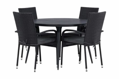 Break matgrupp utomhus rund Ø120cm + 4 anna matstolar - beige/svart