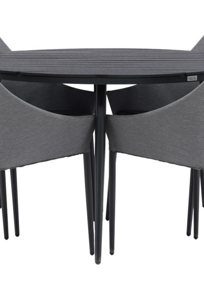 Break matgrupp utomhus rund Ø120cm + 4 spoga matstolar - beige/grå