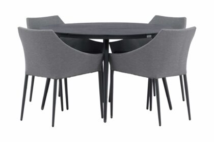 Break matgrupp utomhus rund Ø120cm + 4 spoga matstolar - beige/grå