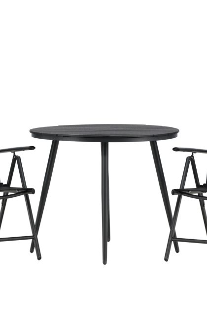 Break caféset rund Ø90 cm + 2 break positionsstol - svart