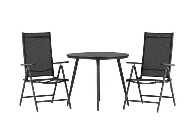 Break caféset rund Ø90 cm + 2 break positionsstol - svart