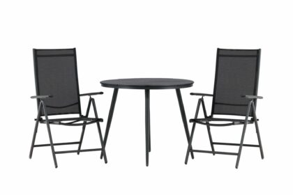 Break caféset rund Ø90 cm + 2 break positionsstol - svart