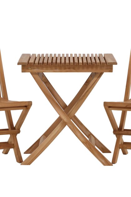 Ghana caféset 70 cm + 2 ghana hopfällbar stol - brun