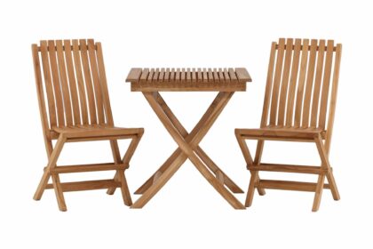 Ghana caféset 70 cm + 2 ghana hopfällbar stol - brun