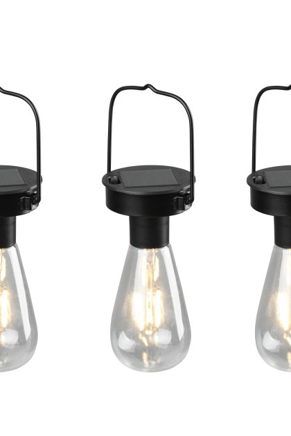 Campus solar taklampor 3-pack mattsvart, skymningsrelä - matt svart