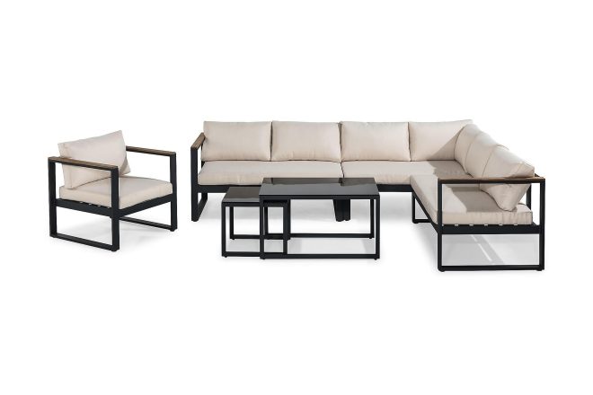 Loungegrupp utomhus aspvik - svart/teak