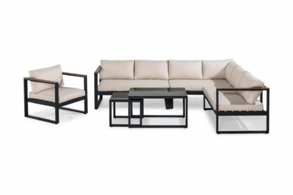 Loungegrupp utomhus aspvik - svart/teak
